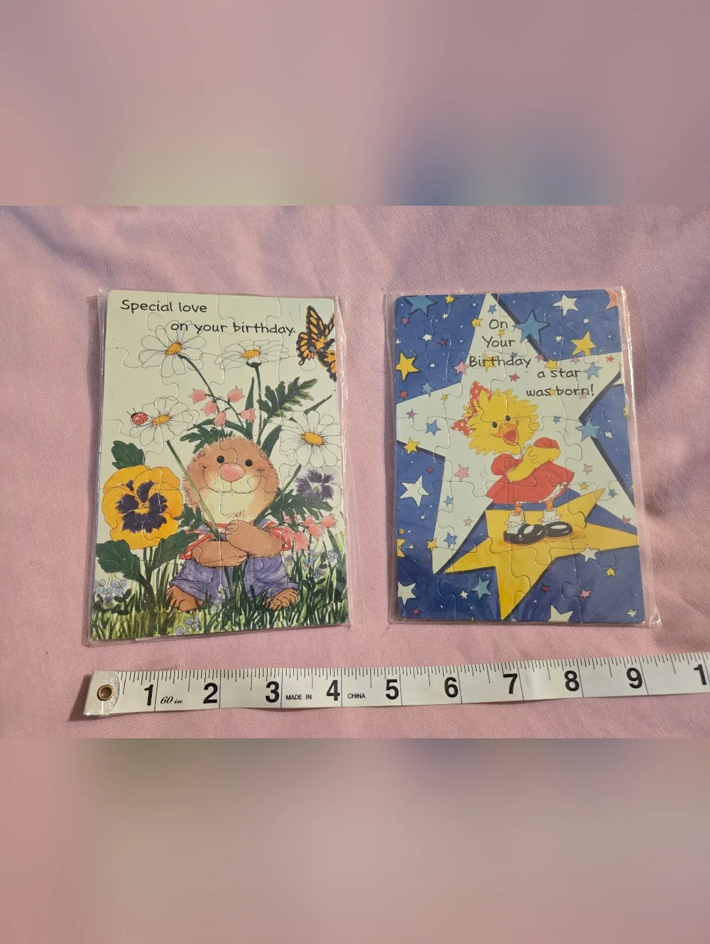Cute Birthday Puzzle Cards - Floral & Star Designs